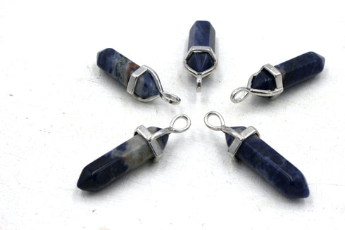 Sodalite Gemstone Pendants, 8x38mm, Free Form Pendant, Sold As 1 Piece.